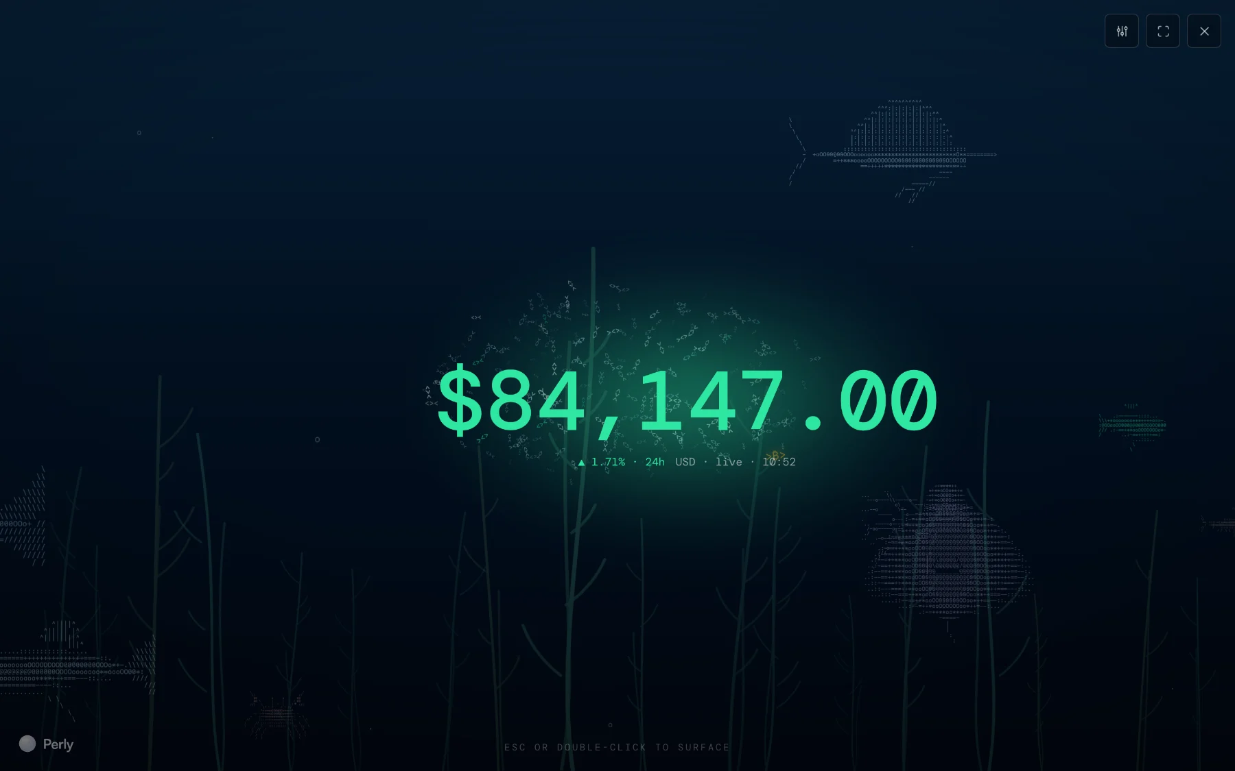 The screensaver: the live bitcoin price in an aquarium.